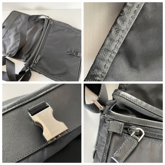 Prada black Tessuto nylon and saffiano leather messenger crossbody bag - Picture 8 of 12